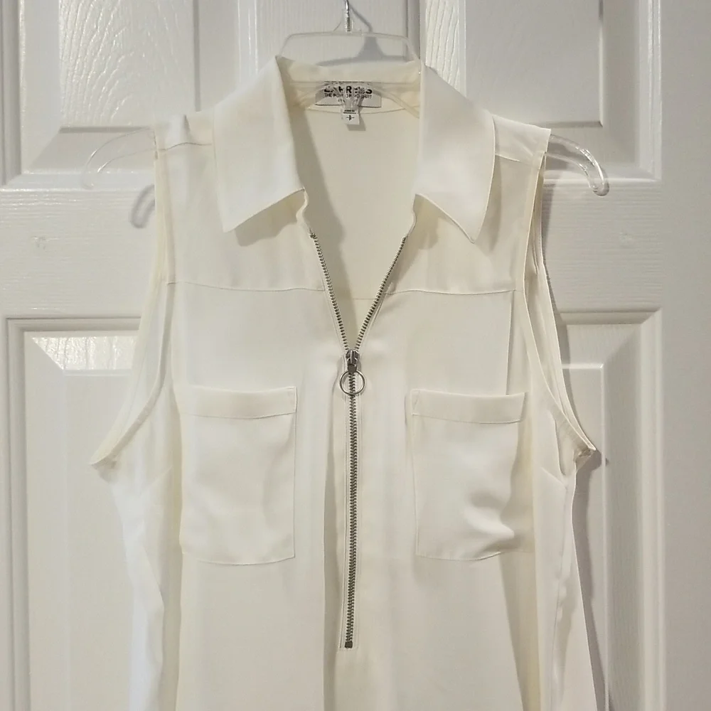 ✨️Express Zip Front Sleeveless Portofino Shirt Original Fit Size Small - Picture 2 of 11